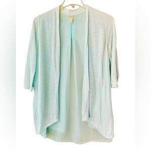 Chicos Sheer Mint Green Cardigan Cover Up Size 1 (Med)
